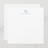 Monogram Dusty Blue Minimalistisch Modern Elegante Mitteilungskarte (Vorne/Hinten)