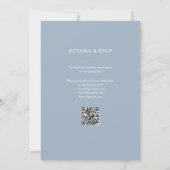 Monogram Dusty Blue QR Code Wedding Einladung (Rückseite)