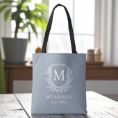 Monogram Dusty Blue Wappen Botanical Wedding Tasche