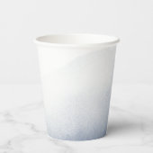 Monogram Dusty Blue Watercolor Wash Wedding Pappbecher (Rückseite)