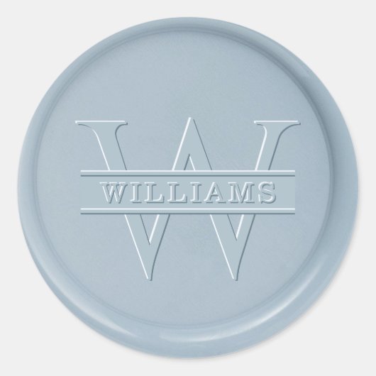 Monogram Dusty Blue Wax Siegel Sticker (Vorderseite)