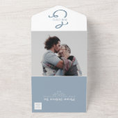 Monogram Dusty Blue Wedding alle in einer Einladun All In One Einladung (Außenbereich)