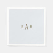 Monogram Dusty Blue Wedding Cocktail Serviette (Vorderseite)
