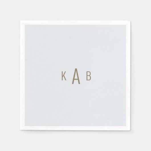 Monogram Dusty Blue Wedding Cocktail Serviette (Vorderseite)
