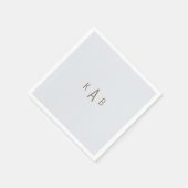 Monogram Dusty Blue Wedding Cocktail Serviette (Ecke)