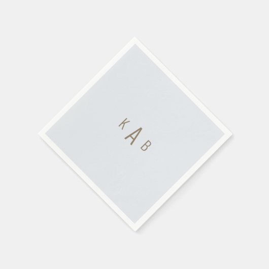 Monogram Dusty Blue Wedding Cocktail Serviette (Ecke)