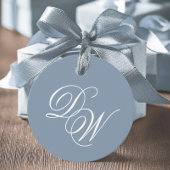 Monogram Dusty Blue Wedding Elegantes Script Einfa Geschenkanhänger