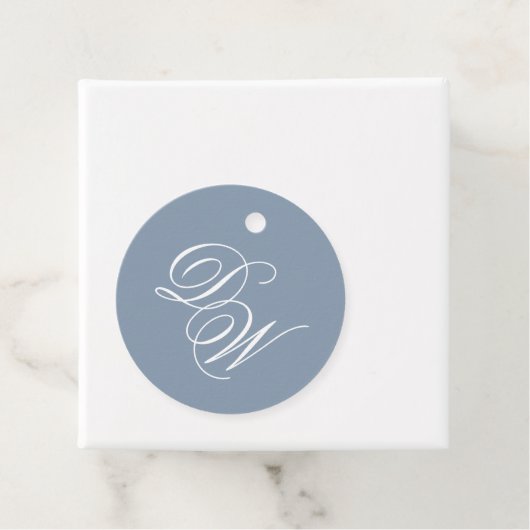Monogram Dusty Blue Wedding Elegantes Script Einfa Geschenkanhänger (Beispiel)