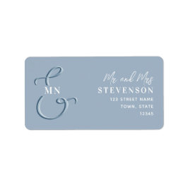Monogram Dusty Blue Wedding Return Address Label Adressaufkleber