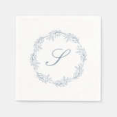 Monogram Dusty Blue Wreath Classic Script Wedding Serviette (Vorderseite)