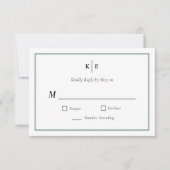 Monogram Dusty Green Wedding RSVP Response Card (Vorderseite)