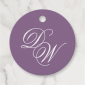 Monogram Dusty Lila Wedding Simple Calligraphy Geschenkanhänger (Vorderseite)