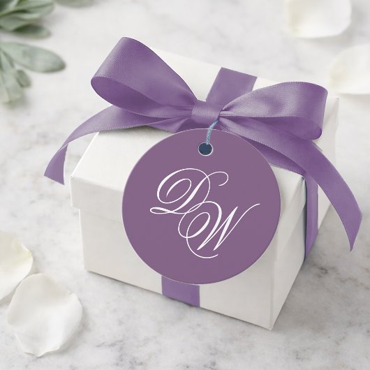 Monogram Dusty Lila Wedding Simple Calligraphy Geschenkanhänger
