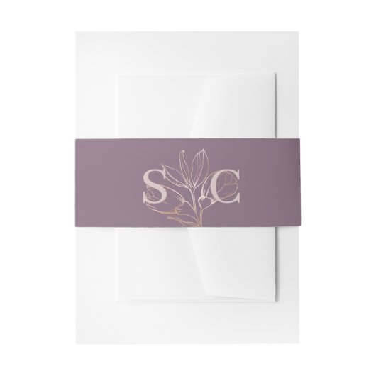 Monogram Dusty Plum & Blush Wedding Einladungsbanderole (Vorderseite Beispiel)