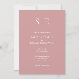 Monogram Dusty Rose All In One Hochzeit Einladung