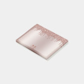 Monogram Dusty Rose Gold Dripping Glitzer Metallic Post-it Klebezettel (angewinkelt)