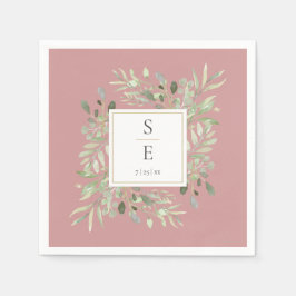 Monogram Dusty Rose Greenerenerage Foliage Serviette