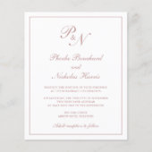 Monogram Dusty Rose Pink Budget Einladung Hochzeit (Vorderseite)