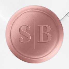 Monogram Dusty Rose Pink Wax Siegel Wedding Sticke Runder Aufkleber