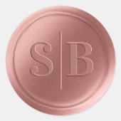 Monogram Dusty Rose Pink Wax Siegel Wedding Sticke Runder Aufkleber (Vorderseite)
