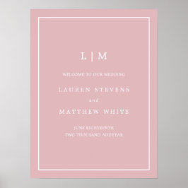 Monogram Dusty Rose Rosa Elegante Begrüßung Poster