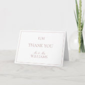 Monogram Dusty Rose Script Wedding Foto Vielen Dan Karte (Vorderseite)