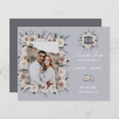 Monogram Dusty Rose Wedding Foto SAVE THE DATE (Vorne/Hinten)