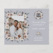 Monogram Dusty Rose Wedding Foto SAVE THE DATE (Vorderseite)
