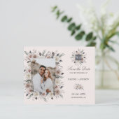 Monogram Dusty Rose Wedding Foto SAVE THE DATE (Stehend Vorderseite)