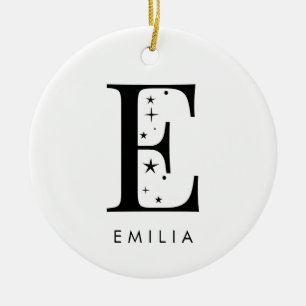 Monogram E Celestie Name Keramik Ornament