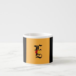 Monogram E Floral Black Orange Espressotasse