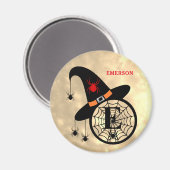 Monogram E Halloween Sky Hexenspinnen Name Magnet (Vorderseite/Rückseite)