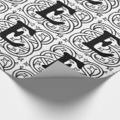Monogram E Initial Black and White Scroll Pattern Geschenkpapier (Ecke)