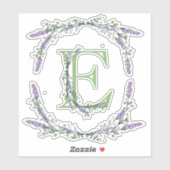 Monogram E Lavendel Eucalyptus Aufkleber (Blatt)