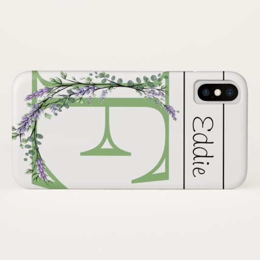 Monogram E Lavendel Eucalyptus Case-Mate iPhone Hülle (Rückseite (Horizontal))