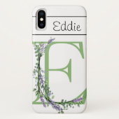 Monogram E Lavendel Eucalyptus Case-Mate iPhone Hülle (Rückseite)