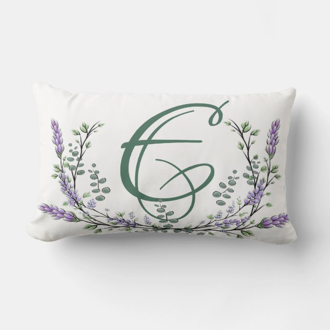 Monogram E Lavendel Eucalyptus Lendenkissen (Vorderseite)