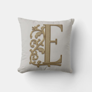 Monogram E Light Gray Family, Wedding, Birthday Kissen