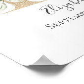 Monogram E Pink White Floral Gold Letter Kinderzim Poster (Ecke)