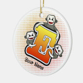 Monogram E Sock Monkey Keramik Ornament (Links)