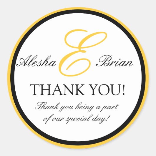 Monogram E WeddingDanke, Stickers (Vorderseite)