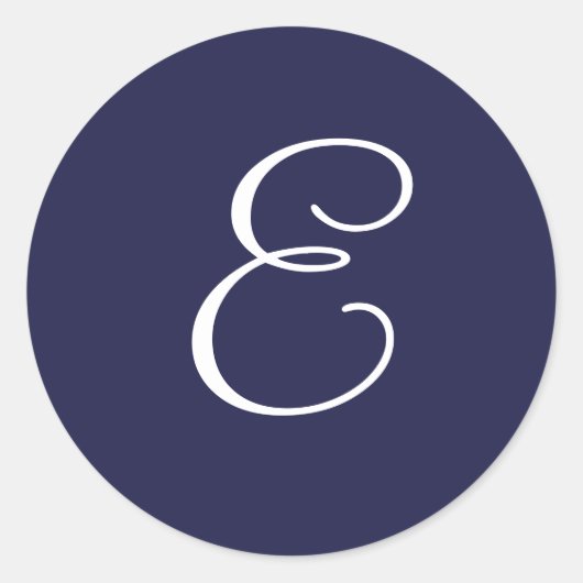 Monogram E, White on Navy Blue, Runder Aufkleber (Vorderseite)