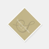 Monogram Ecru Bold farbiges Hochzeitspapier Napkin Serviette (Ecke)