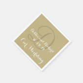 Monogram Ecru Bold farbiges Hochzeitspapier Napkin Serviette (Ecke)