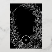 Monogram Editable Black Tuxedo Gold Wreath Wedding Folieneinladung (Rückseite)