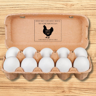 Monogram Egg Carton Stamp Farm Fresh Eggs Gummistempel