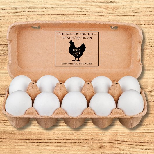 Monogram Egg Carton Stamp Farm Fresh Eggs Gummistempel