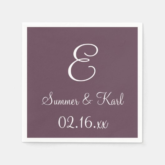 Monogram Eggplant Top Monochrome Napkins Serviette (Vorderseite)