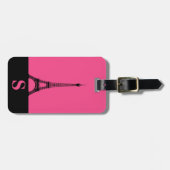 Monogram Eiffelturm mit Streifen / Französische Ro Gepäckanhänger (Vorderseite horizontal)