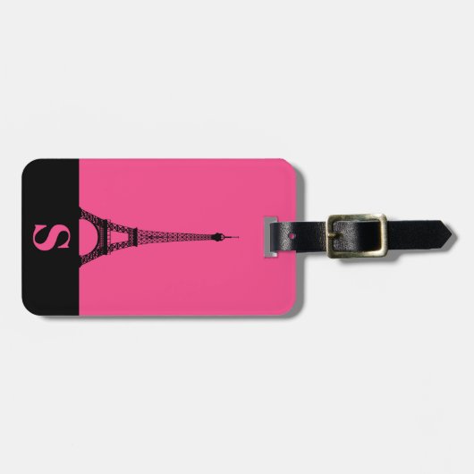 Monogram Eiffelturm mit Streifen / Französische Ro Gepäckanhänger (Vorderseite horizontal)